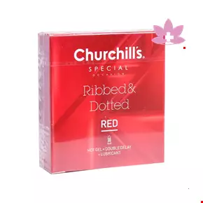 Churchills Red Ribbed And Dotted Condom Triple 3 PCS